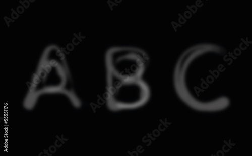 Smoke alphabet font. Letters A-C