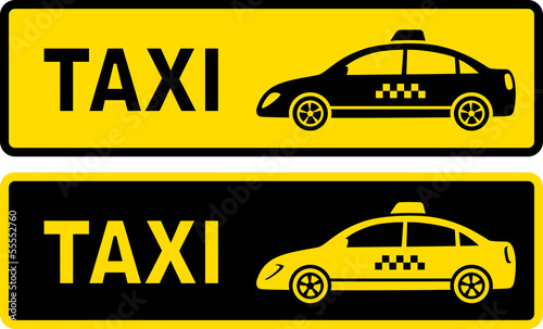 two taxi signs
