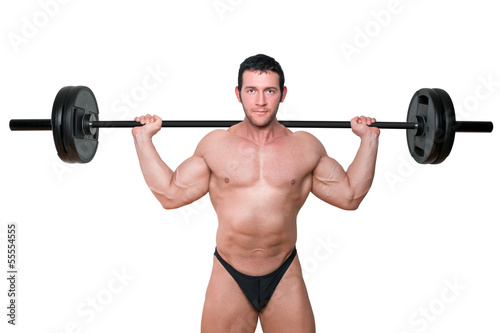 Bodybuilder lifting barbell.