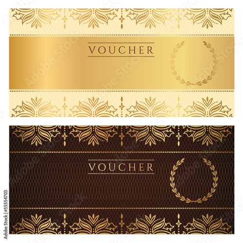 Gift certificate / Voucher / Coupon / Ticket. Floral pattern