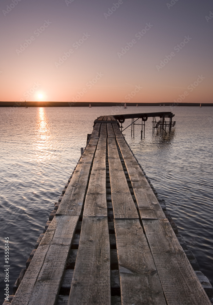yorkshire jetty at sunset