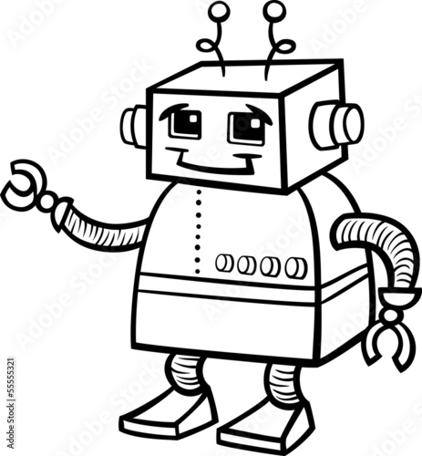 robot cartoon illustration for coloring