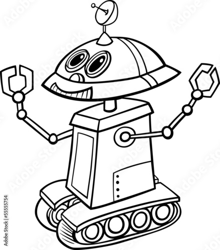 robot cartoon illustration for coloring