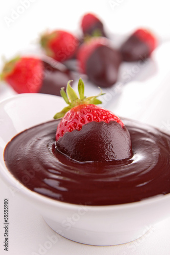 Strawberries with melted Chocolate