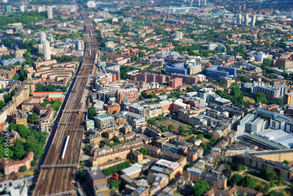 Large modern city center viewed from above