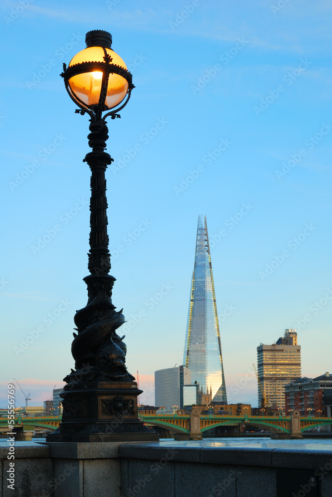 Street lamp and London Southwark buildings