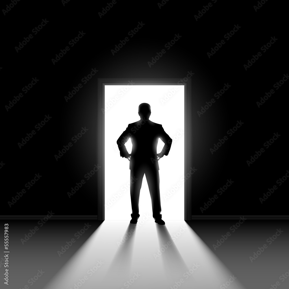 Silhouette of man standng in doorway. Silhouette of man standng in doorway.