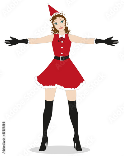 ragazza carina vestita da babbo natale