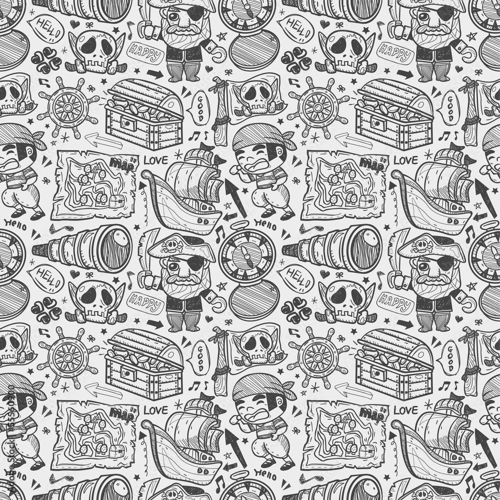 seamless doodle pirate pattern seamless doodle pirate pattern