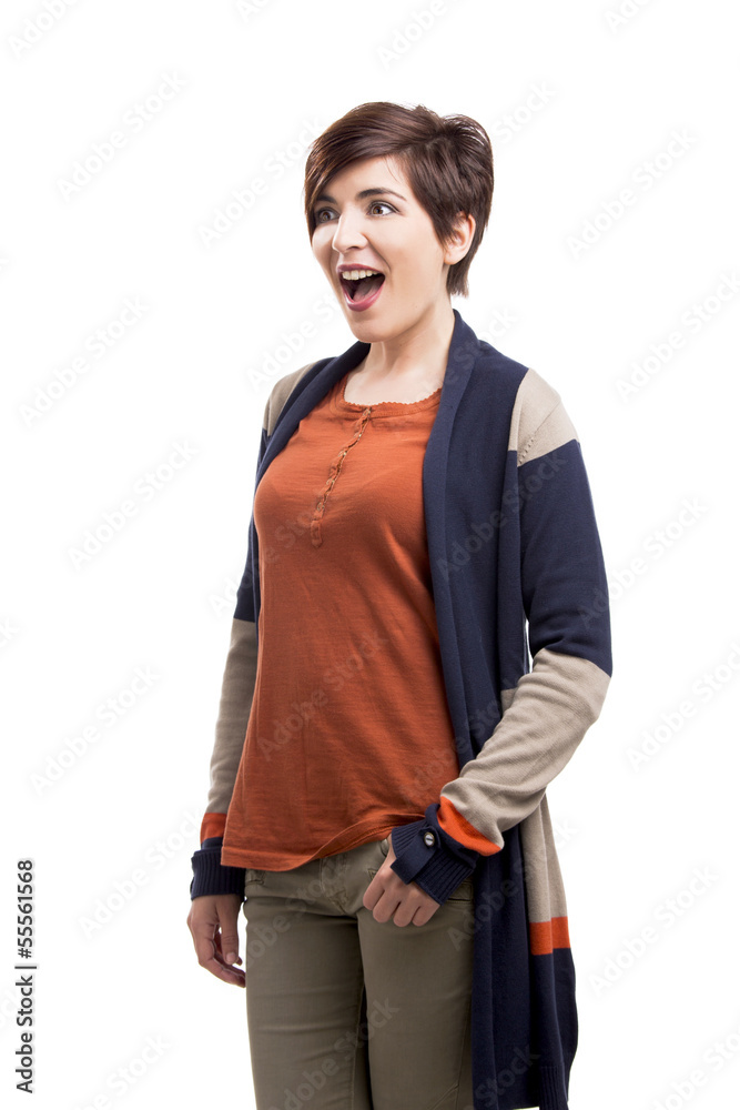 Fototapeta premium Astonished woman