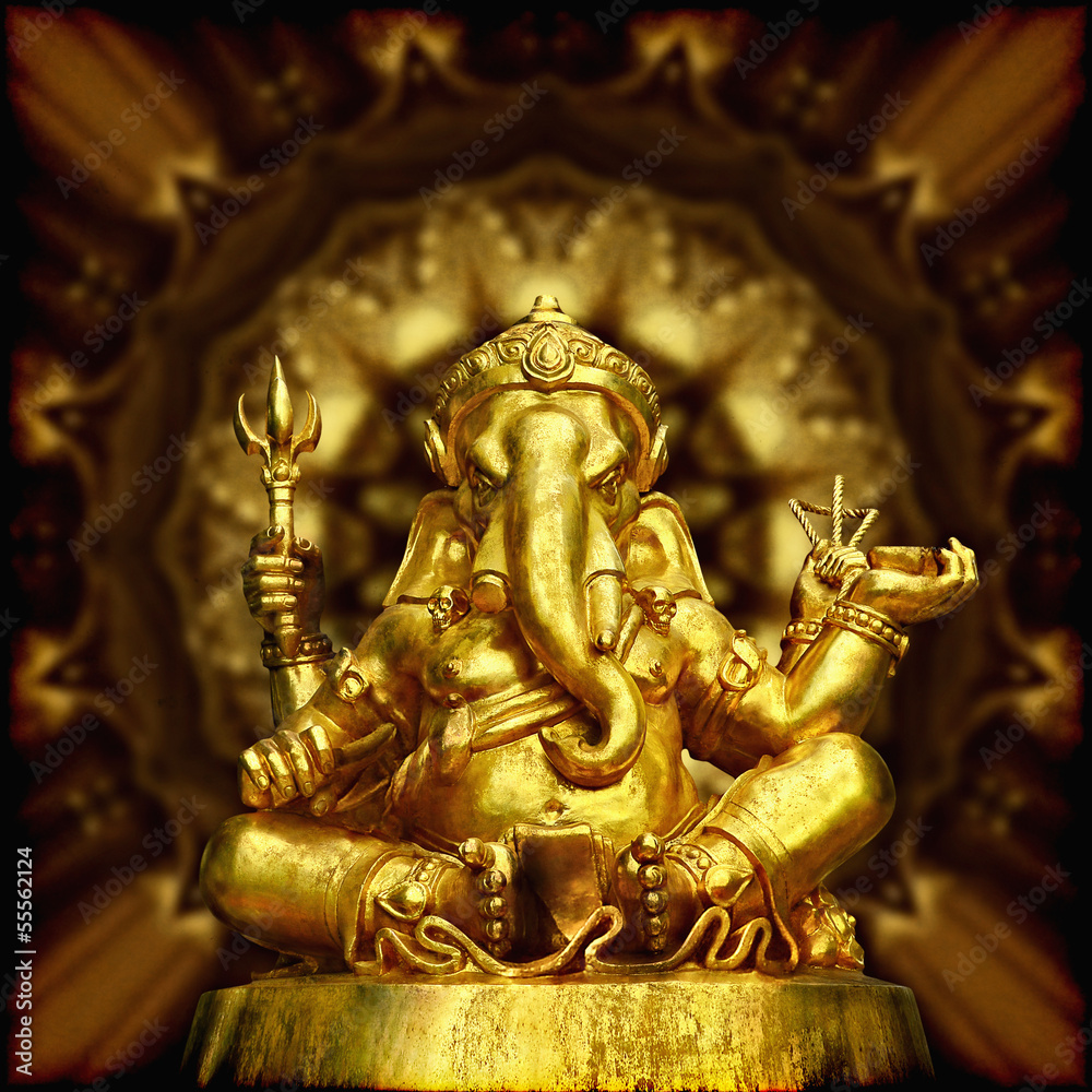 Obraz premium Golden Sculpture Hindu God Ganesha