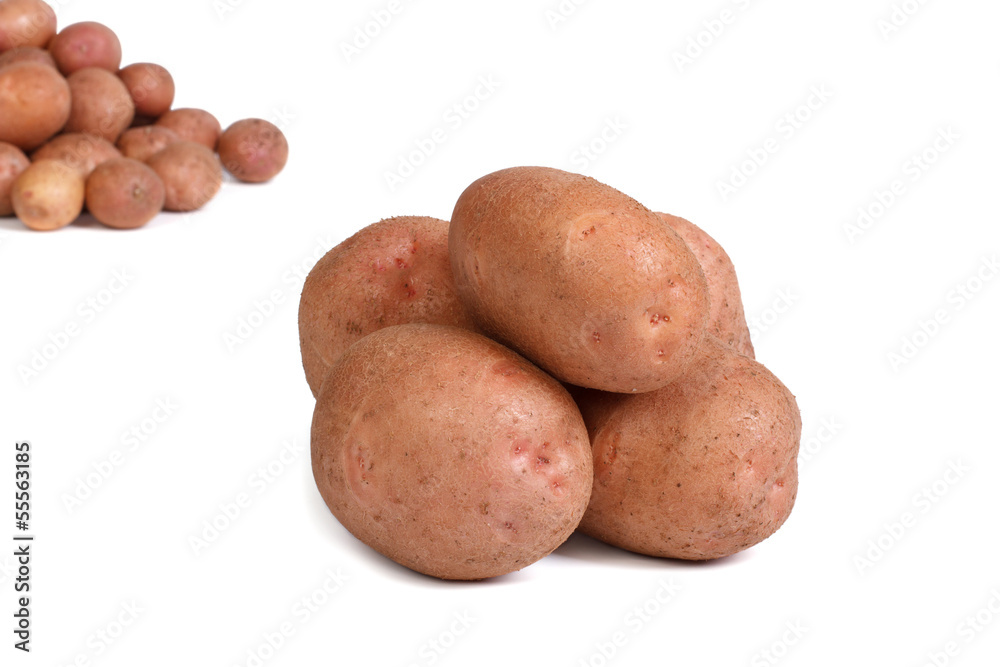 pile of raw potatoes isolated on white background pile of raw potatoes isolated on white background