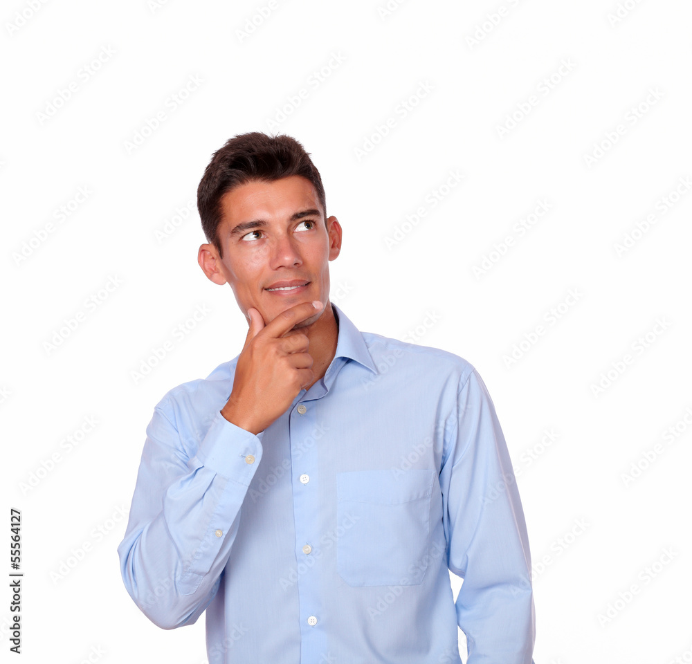 Stylish young latin man is looking pensive Stylish young latin man is looking pensive