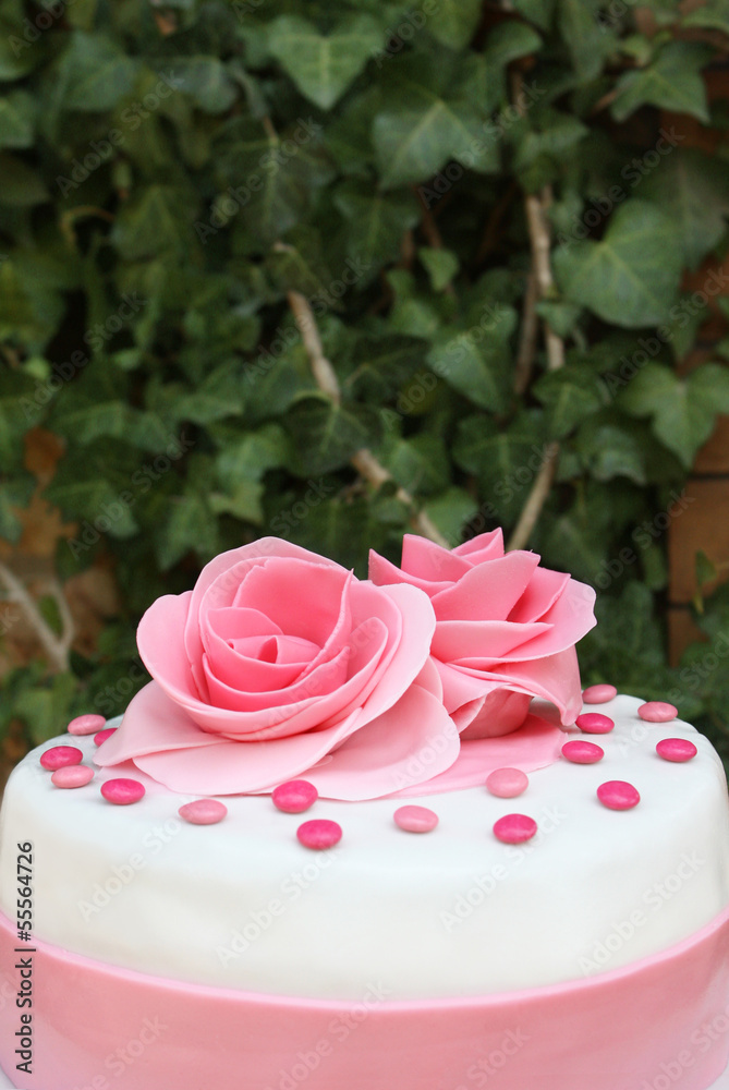 Torta decorata con rose di zucchero Stock Photo | Adobe Stock