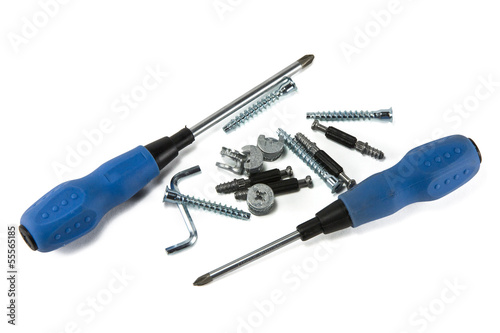 fittings for furniture, screwdrivers, screws and mounts