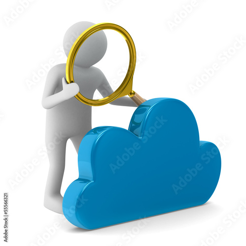 Man with magnifier and clou...