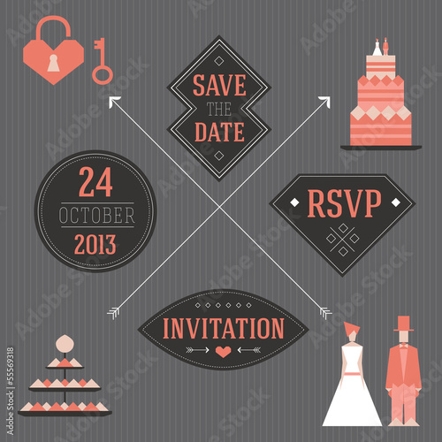 Wedding elements with a cake