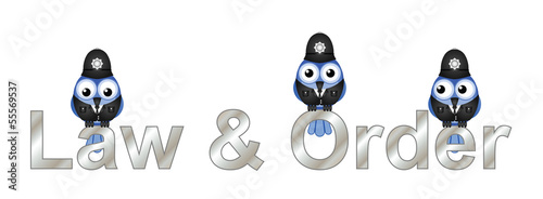 Law and order text with British policemen