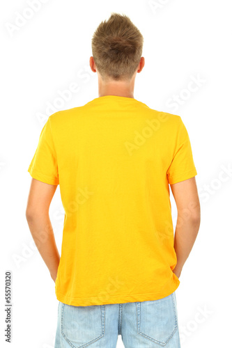 T-shirt on young man isolat...
