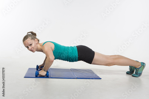 Young woman exercises