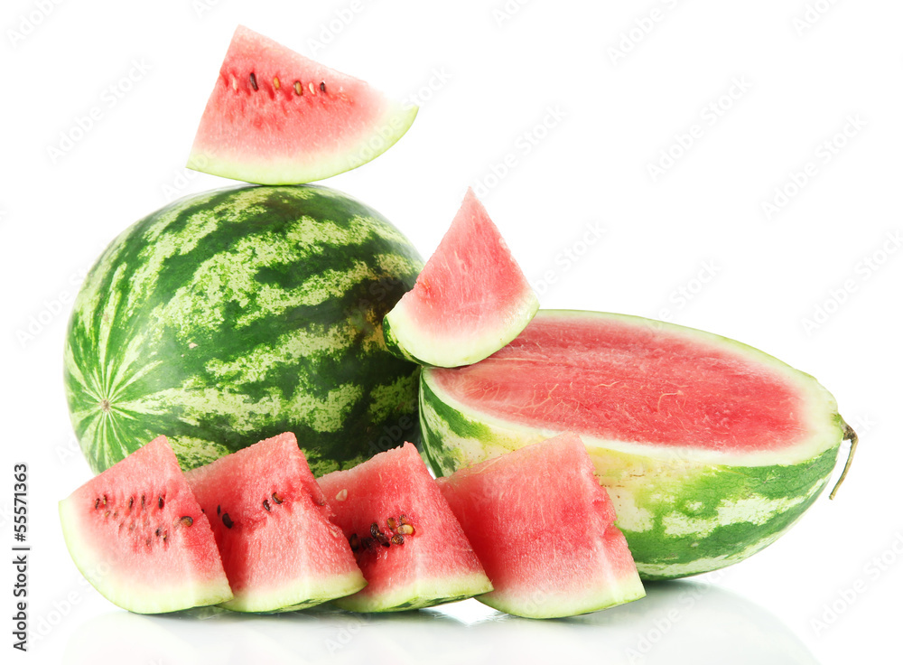 Ripe watermelons isolated on white Ripe watermelons isolated on white