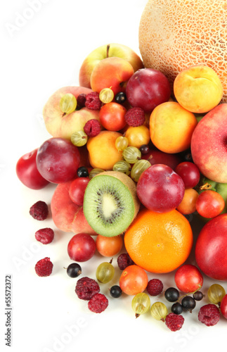 Assortment of juicy fruits  isolated on white