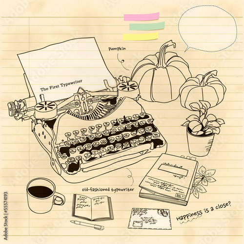 still life with a vintage typewriter