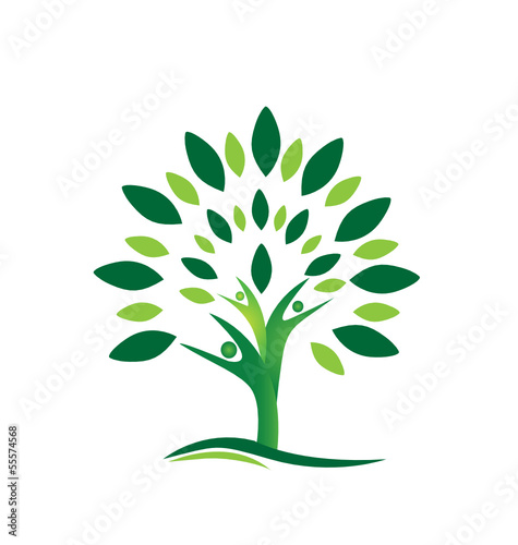 Teamwork people tree logo vector