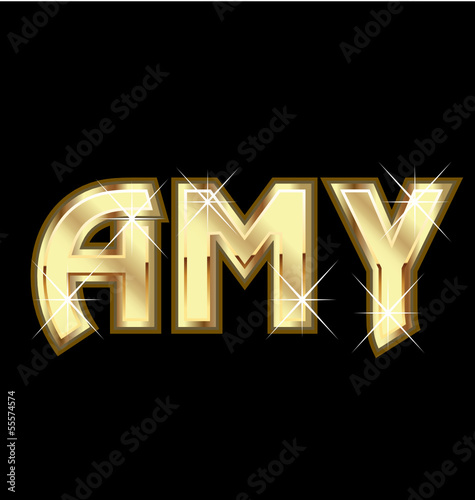 Amy girl name in gold vector stock