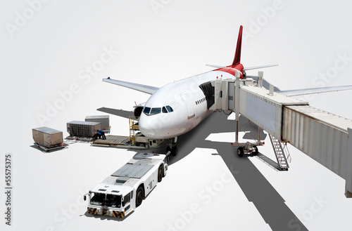 The plane at the airport on loading