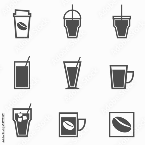 Coffee drinks icons collection on white background