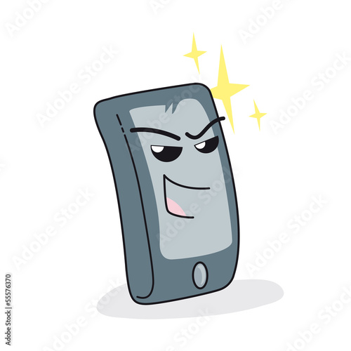 cartoon computer and phone face icon