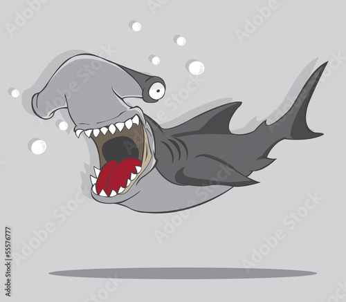 Cartoon Hammer fish shark. vector and illustration