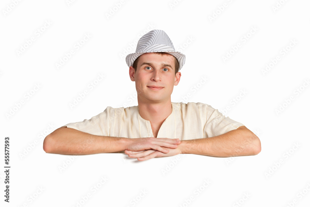 Boy with a blank billboard Boy with a blank billboard