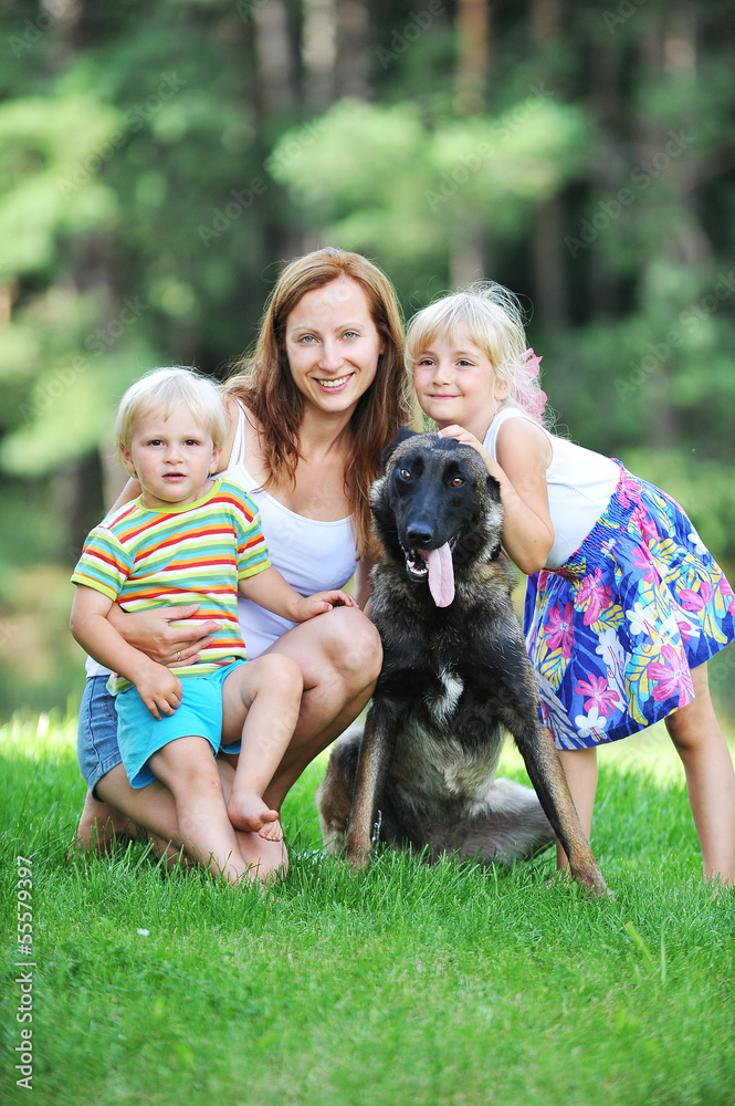 children with dog