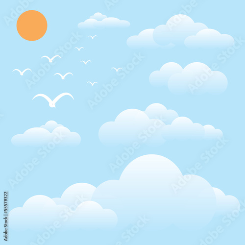 bird at sky, sun and cloud