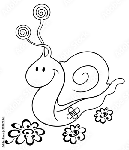 Wanderschnecke mit Blumen. Schnecke, Schneckenhaus.