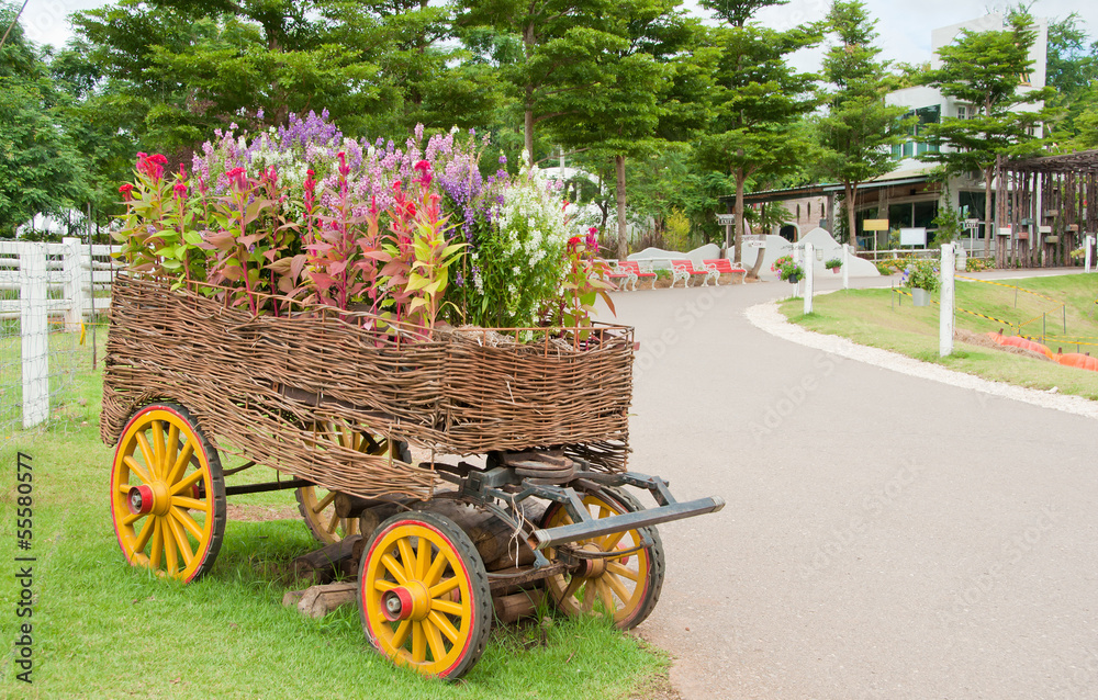 flowers wagon