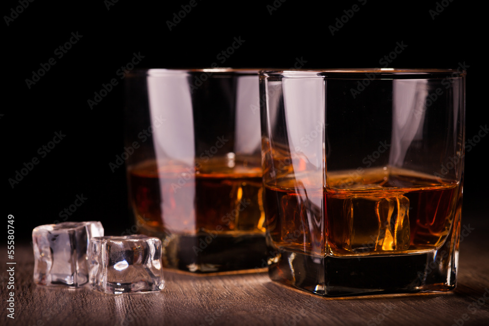 glass with whiskey