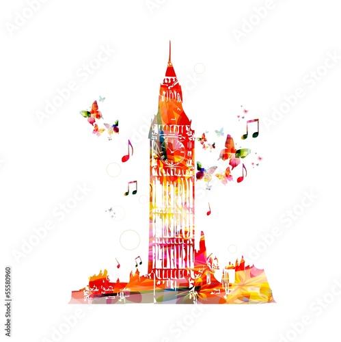 Colorful Big Ben vector design.
