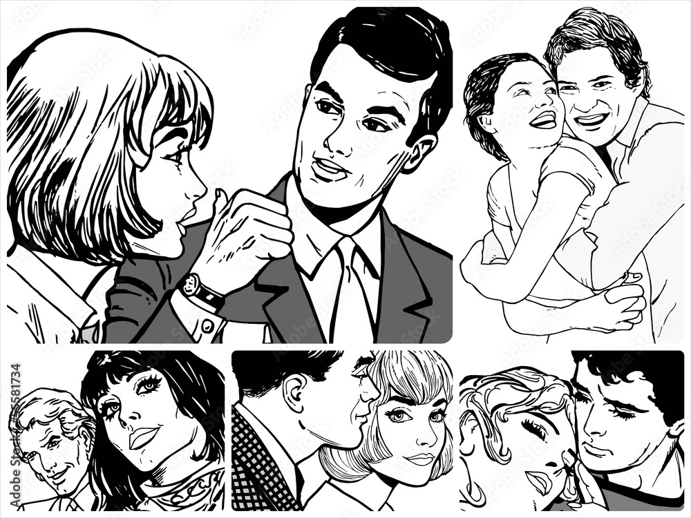 Ilustraciones de una pareja de enmarados Ilustraciones de una pareja de enmarados