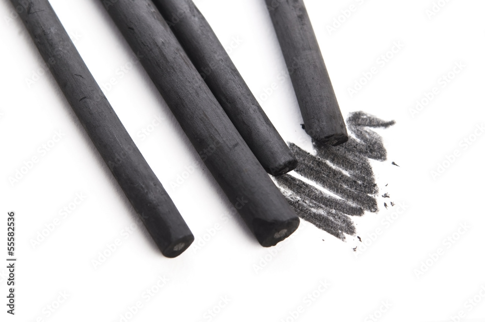 Fototapeta premium Artist's black charcoal with smudge