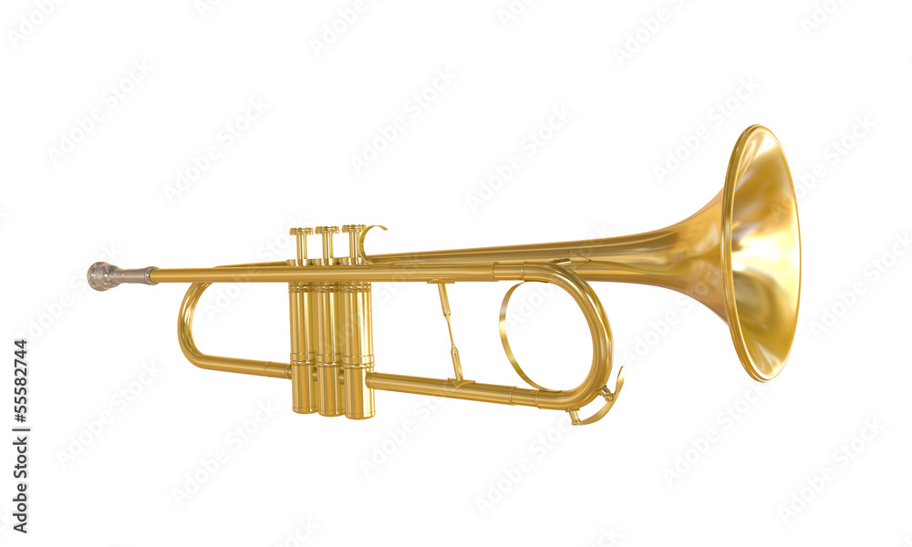 Obraz premium Gold Trumpet Isolated