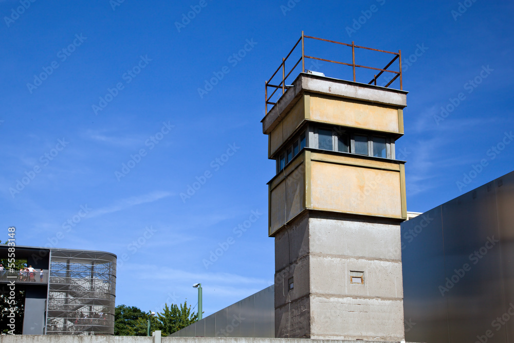 Berlin Wall Memorial, a watchtower in the inner area. Berlin Wall Memorial, a watchtower in the inner area.