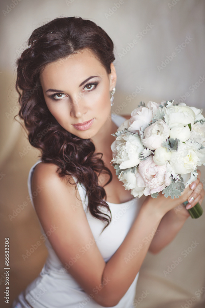 Beautiful bride in wedding day In bridal dress. newlywed woman