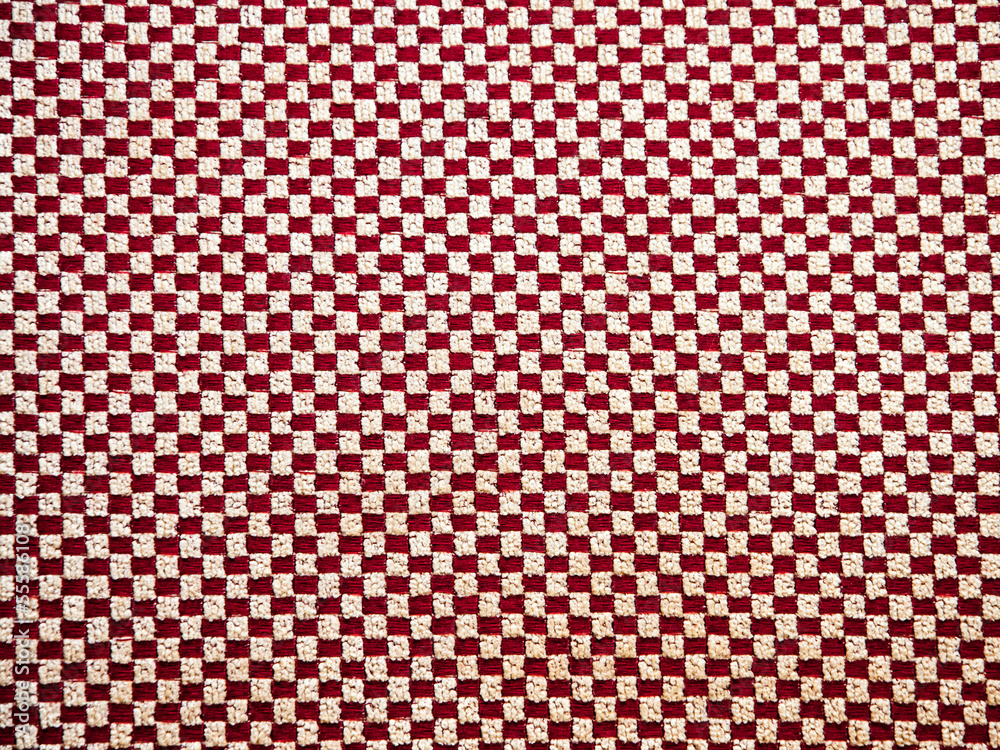 red and white linen fabric texture for background
