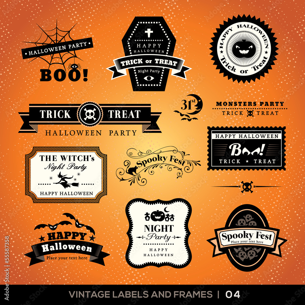 Obraz premium Vintage Halloween labels and frames