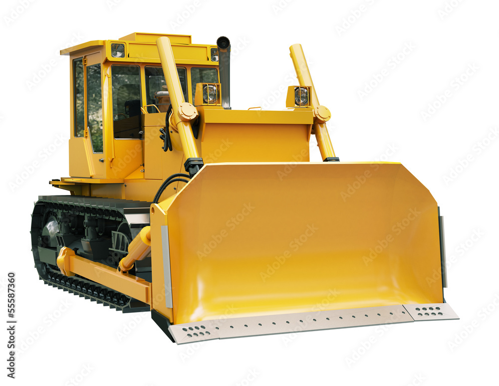 Fototapeta premium Heavy crawler bulldozer isolated