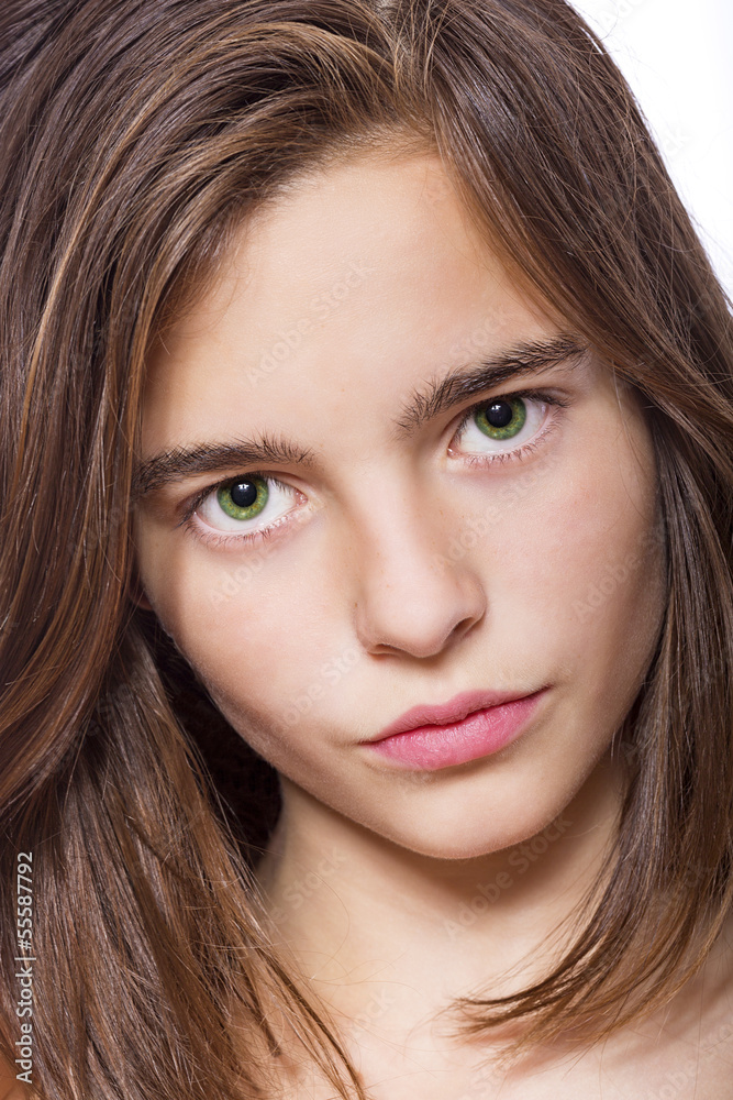 closeup portrait of a teenage girl isolated on white closeup portrait of a teenage girl isolated on white