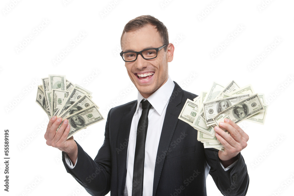 Successful buinessman. Happy young man in formalwear and glasses Successful buinessman. Happy young man in formalwear and glasses